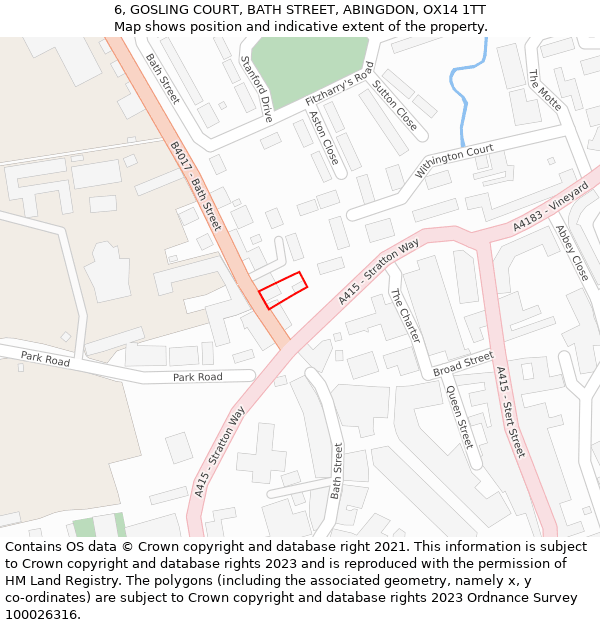 6, GOSLING COURT, BATH STREET, ABINGDON, OX14 1TT: Location map and indicative extent of plot