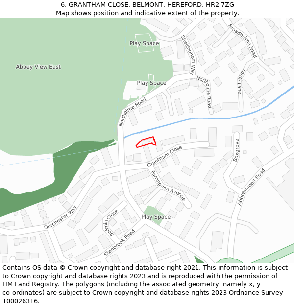 6, GRANTHAM CLOSE, BELMONT, HEREFORD, HR2 7ZG: Location map and indicative extent of plot