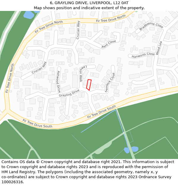 6, GRAYLING DRIVE, LIVERPOOL, L12 0AT: Location map and indicative extent of plot