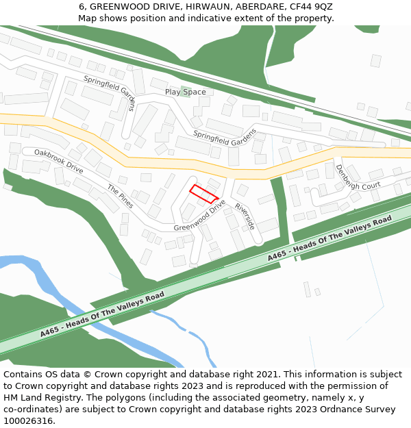 6, GREENWOOD DRIVE, HIRWAUN, ABERDARE, CF44 9QZ: Location map and indicative extent of plot