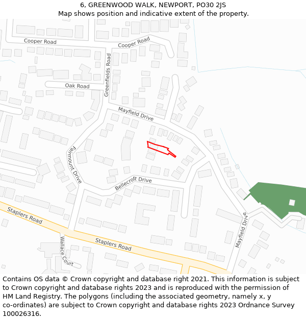 6, GREENWOOD WALK, NEWPORT, PO30 2JS: Location map and indicative extent of plot