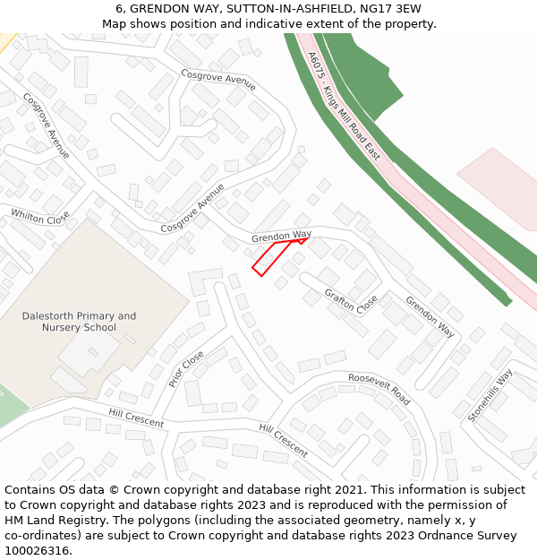 6, GRENDON WAY, SUTTON-IN-ASHFIELD, NG17 3EW: Location map and indicative extent of plot