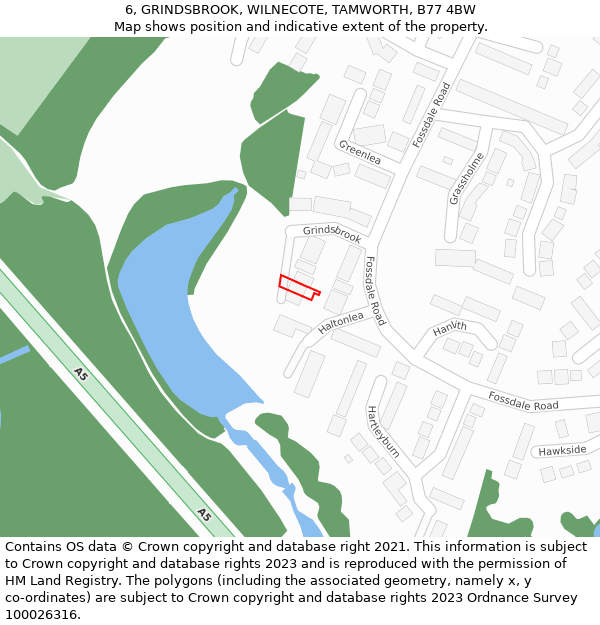 6, GRINDSBROOK, WILNECOTE, TAMWORTH, B77 4BW: Location map and indicative extent of plot