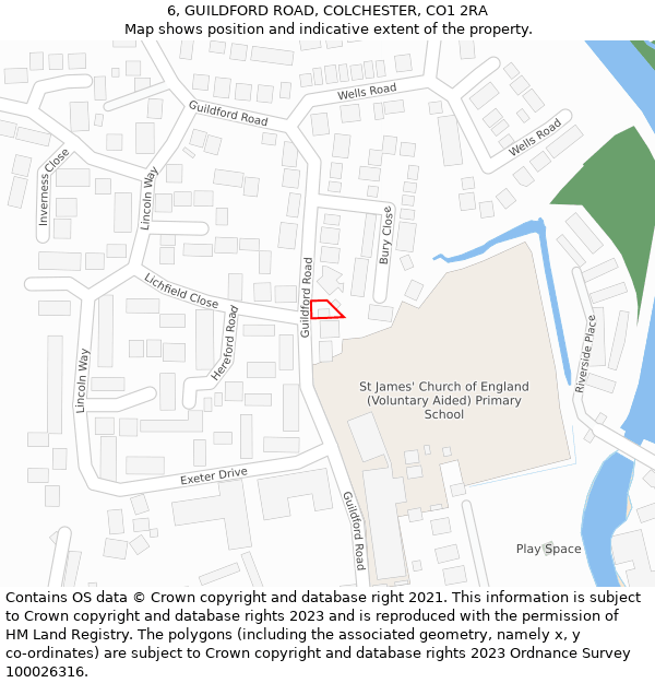 6, GUILDFORD ROAD, COLCHESTER, CO1 2RA: Location map and indicative extent of plot