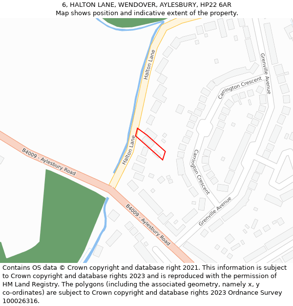 6, HALTON LANE, WENDOVER, AYLESBURY, HP22 6AR: Location map and indicative extent of plot