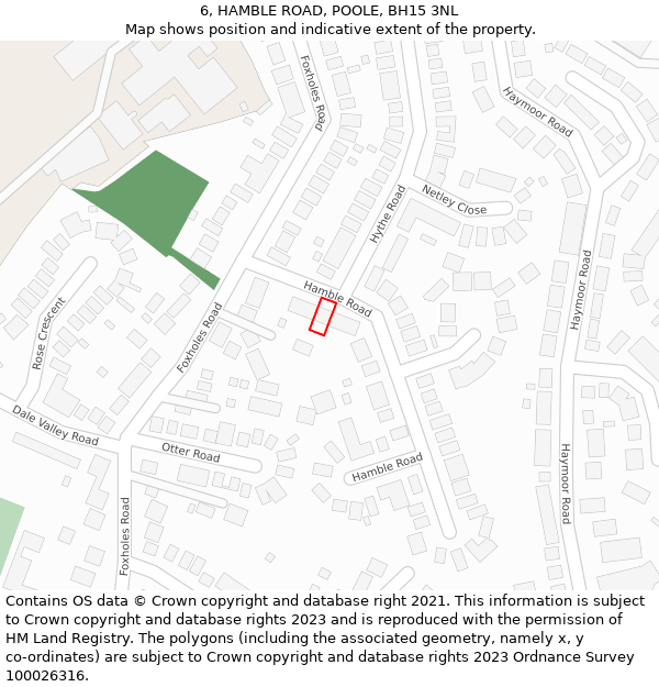 6, HAMBLE ROAD, POOLE, BH15 3NL: Location map and indicative extent of plot