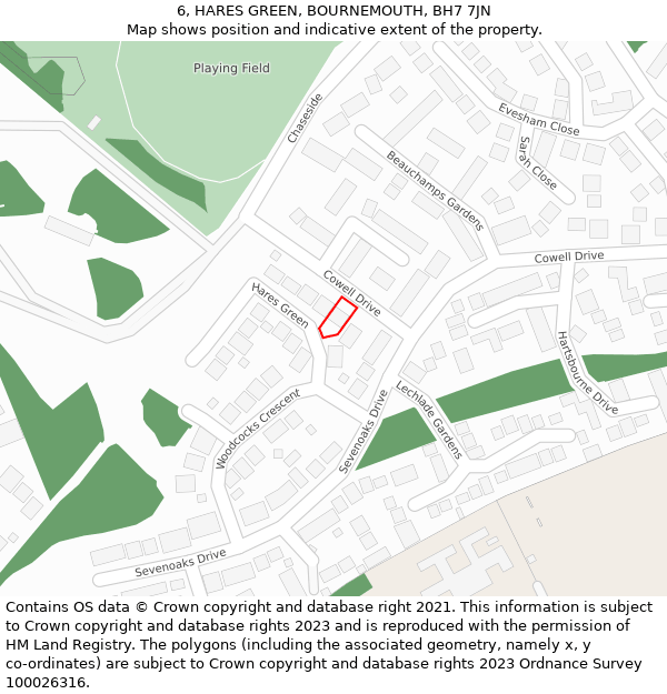 6, HARES GREEN, BOURNEMOUTH, BH7 7JN: Location map and indicative extent of plot