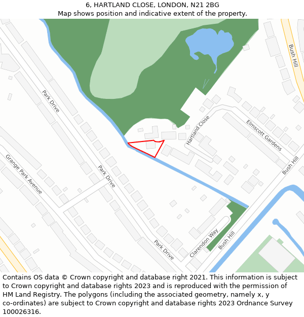 6, HARTLAND CLOSE, LONDON, N21 2BG: Location map and indicative extent of plot