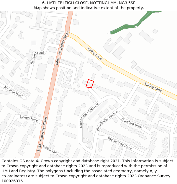 6, HATHERLEIGH CLOSE, NOTTINGHAM, NG3 5SF: Location map and indicative extent of plot