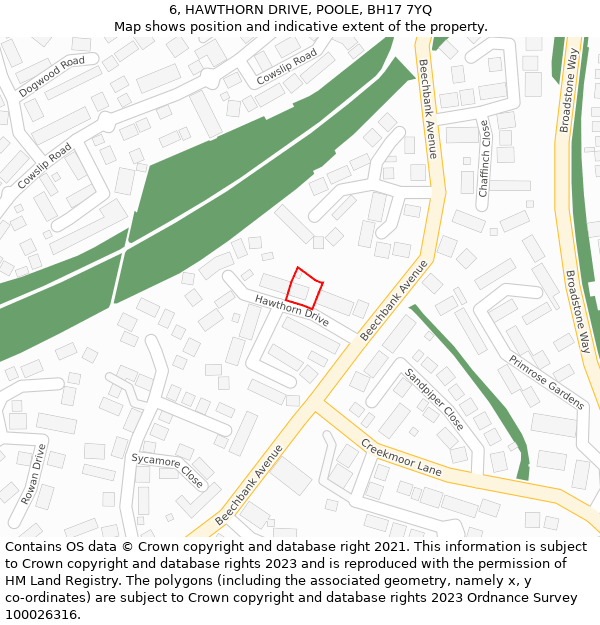 6, HAWTHORN DRIVE, POOLE, BH17 7YQ: Location map and indicative extent of plot