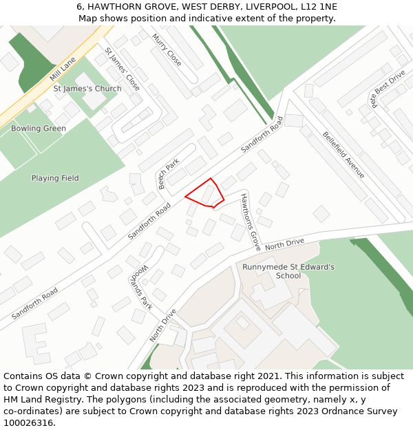 6, HAWTHORN GROVE, WEST DERBY, LIVERPOOL, L12 1NE: Location map and indicative extent of plot