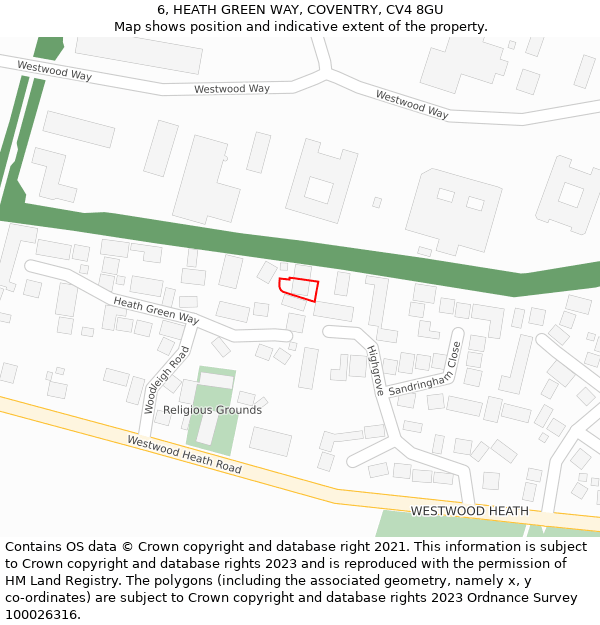 6, HEATH GREEN WAY, COVENTRY, CV4 8GU: Location map and indicative extent of plot