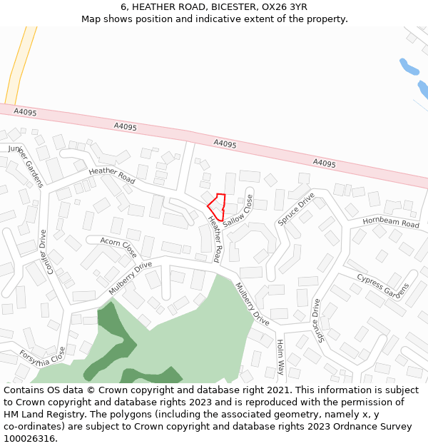 6, HEATHER ROAD, BICESTER, OX26 3YR: Location map and indicative extent of plot