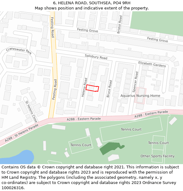 6, HELENA ROAD, SOUTHSEA, PO4 9RH: Location map and indicative extent of plot