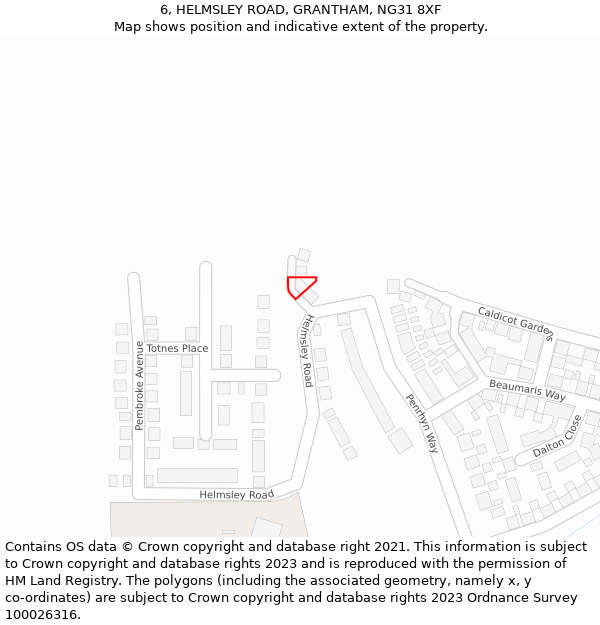 6, HELMSLEY ROAD, GRANTHAM, NG31 8XF: Location map and indicative extent of plot