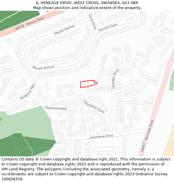 6, HENEAGE DRIVE, WEST CROSS, SWANSEA, SA3 5BR: Location map and indicative extent of plot