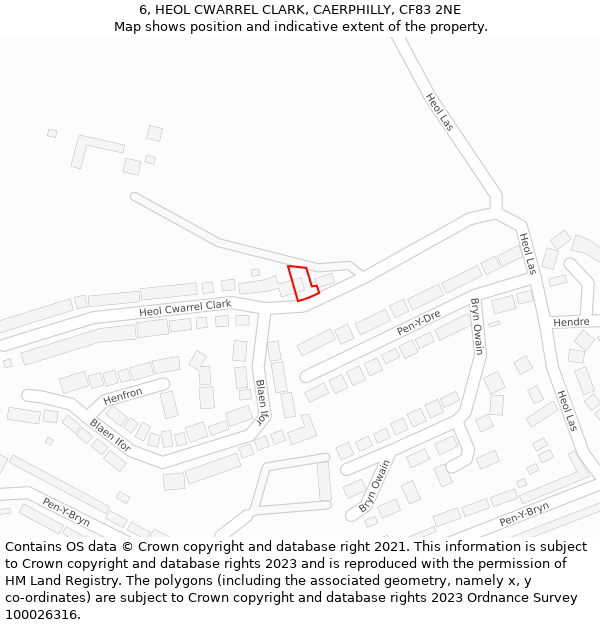 6, HEOL CWARREL CLARK, CAERPHILLY, CF83 2NE: Location map and indicative extent of plot