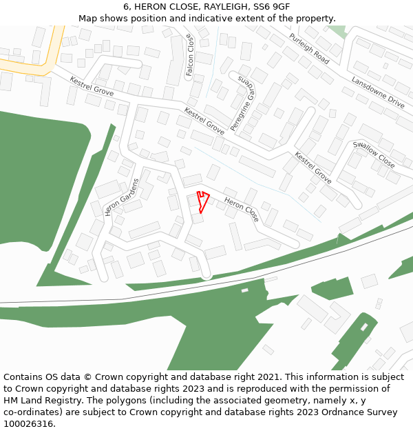 6, HERON CLOSE, RAYLEIGH, SS6 9GF: Location map and indicative extent of plot