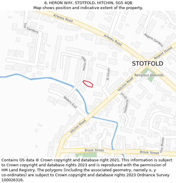 6, HERON WAY, STOTFOLD, HITCHIN, SG5 4QB: Location map and indicative extent of plot