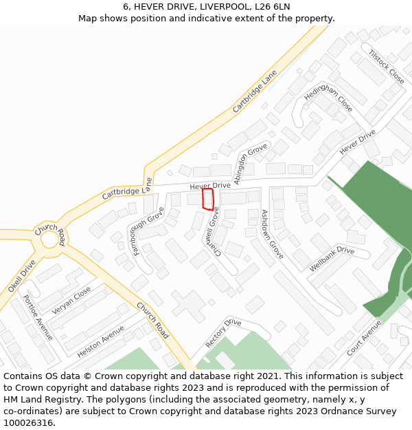 6, HEVER DRIVE, LIVERPOOL, L26 6LN: Location map and indicative extent of plot