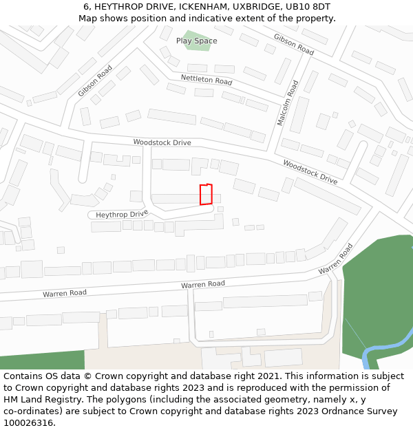 6, HEYTHROP DRIVE, ICKENHAM, UXBRIDGE, UB10 8DT: Location map and indicative extent of plot