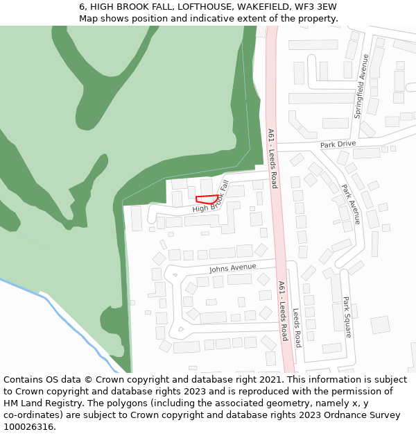 6, HIGH BROOK FALL, LOFTHOUSE, WAKEFIELD, WF3 3EW: Location map and indicative extent of plot