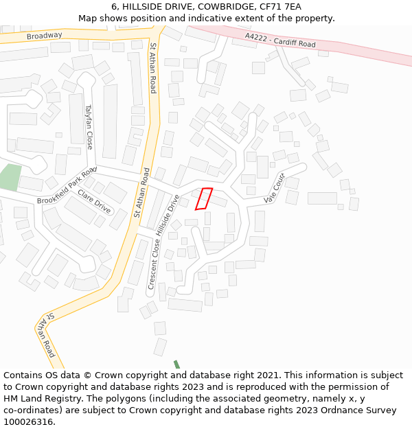 6, HILLSIDE DRIVE, COWBRIDGE, CF71 7EA: Location map and indicative extent of plot