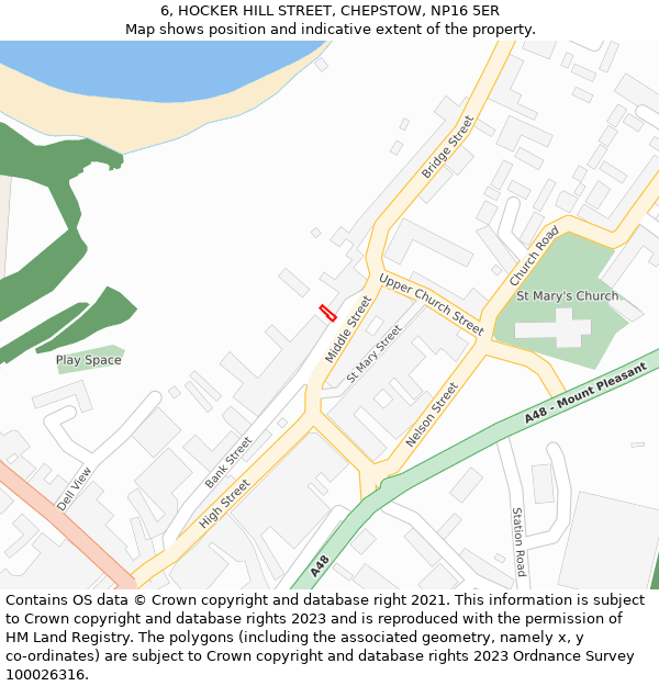 6, HOCKER HILL STREET, CHEPSTOW, NP16 5ER: Location map and indicative extent of plot