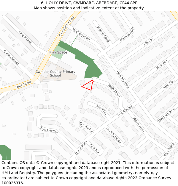 6, HOLLY DRIVE, CWMDARE, ABERDARE, CF44 8PB: Location map and indicative extent of plot