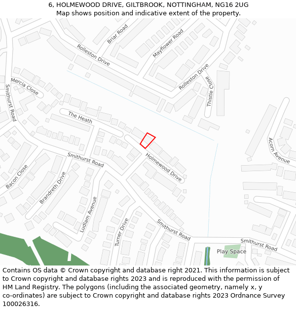 6, HOLMEWOOD DRIVE, GILTBROOK, NOTTINGHAM, NG16 2UG: Location map and indicative extent of plot