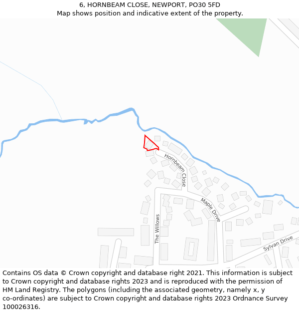6, HORNBEAM CLOSE, NEWPORT, PO30 5FD: Location map and indicative extent of plot