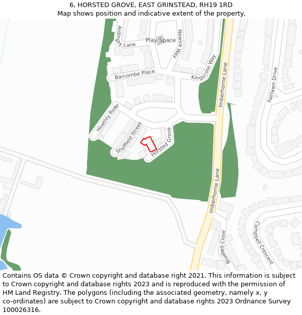 6, HORSTED GROVE, EAST GRINSTEAD, RH19 1RD: Location map and indicative extent of plot