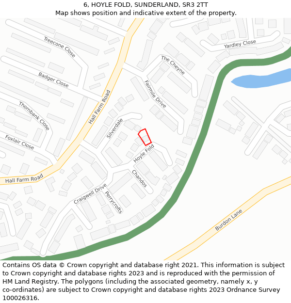 6, HOYLE FOLD, SUNDERLAND, SR3 2TT: Location map and indicative extent of plot