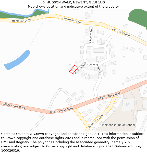 6, HUDSON WALK, NEWENT, GL18 1UG: Location map and indicative extent of plot