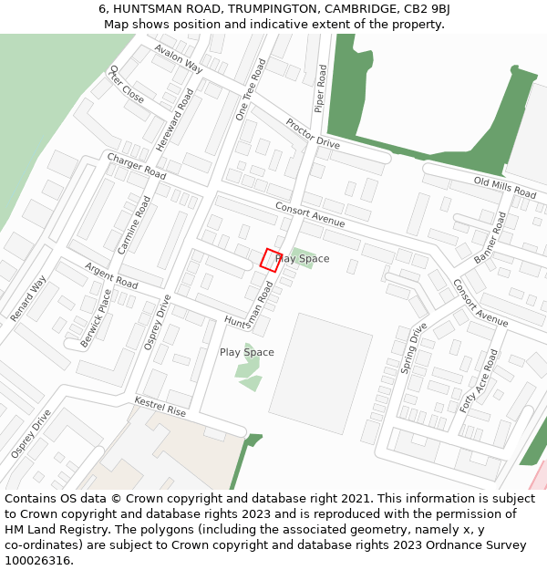 6, HUNTSMAN ROAD, TRUMPINGTON, CAMBRIDGE, CB2 9BJ: Location map and indicative extent of plot