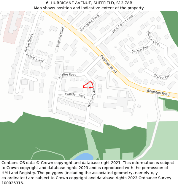 6, HURRICANE AVENUE, SHEFFIELD, S13 7AB: Location map and indicative extent of plot