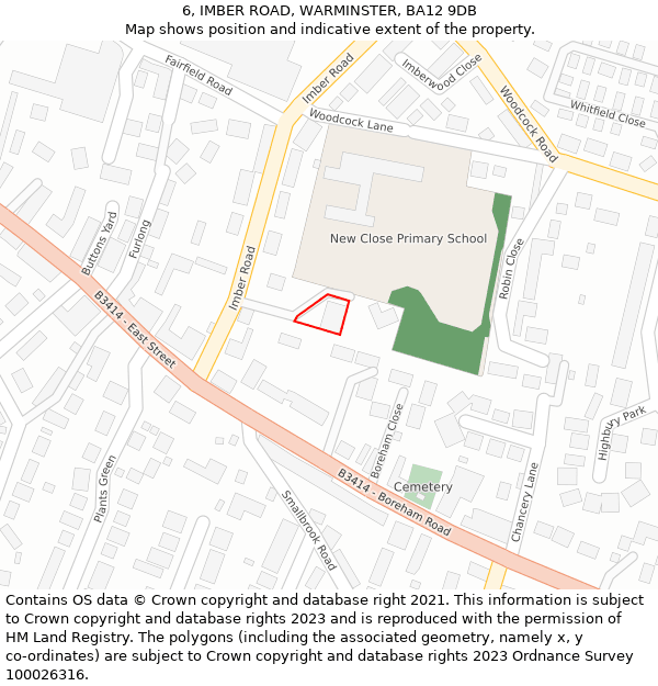 6, IMBER ROAD, WARMINSTER, BA12 9DB: Location map and indicative extent of plot