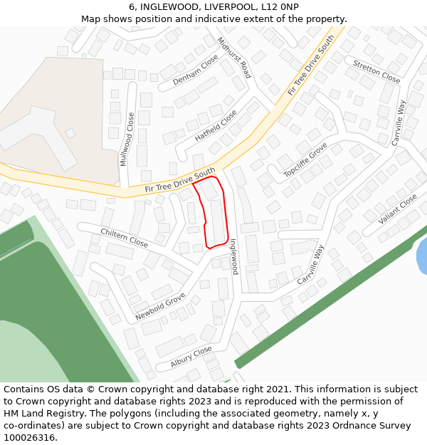 6, INGLEWOOD, LIVERPOOL, L12 0NP: Location map and indicative extent of plot