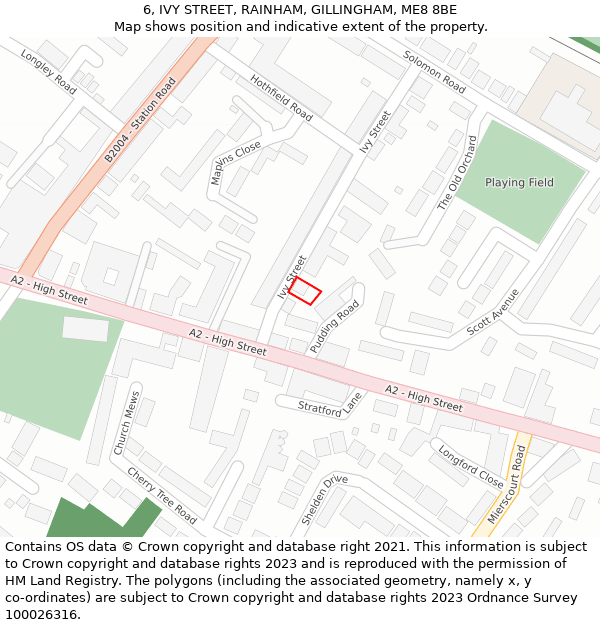 6, IVY STREET, RAINHAM, GILLINGHAM, ME8 8BE: Location map and indicative extent of plot