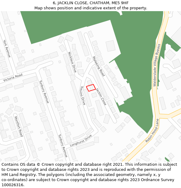 6, JACKLIN CLOSE, CHATHAM, ME5 9HF: Location map and indicative extent of plot