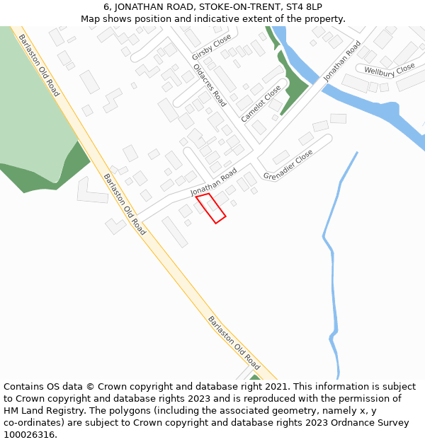 6, JONATHAN ROAD, STOKE-ON-TRENT, ST4 8LP: Location map and indicative extent of plot