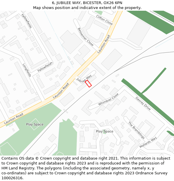 6, JUBILEE WAY, BICESTER, OX26 6PN: Location map and indicative extent of plot