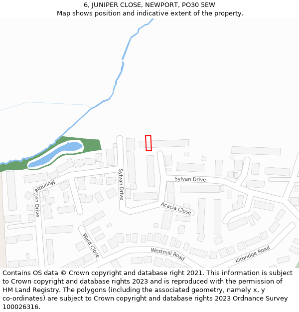 6, JUNIPER CLOSE, NEWPORT, PO30 5EW: Location map and indicative extent of plot