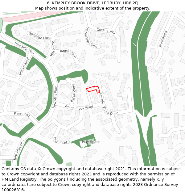 6, KEMPLEY BROOK DRIVE, LEDBURY, HR8 2FJ: Location map and indicative extent of plot