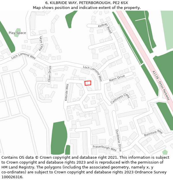 6, KILBRIDE WAY, PETERBOROUGH, PE2 6SX: Location map and indicative extent of plot