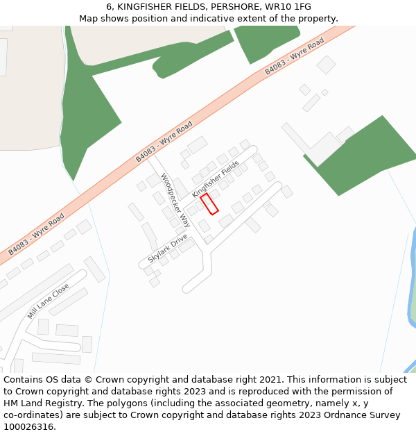 6, KINGFISHER FIELDS, PERSHORE, WR10 1FG: Location map and indicative extent of plot