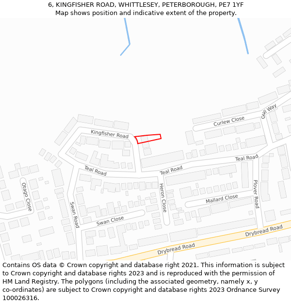 6, KINGFISHER ROAD, WHITTLESEY, PETERBOROUGH, PE7 1YF: Location map and indicative extent of plot