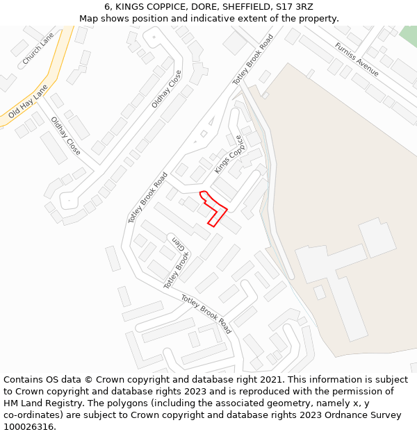 6, KINGS COPPICE, DORE, SHEFFIELD, S17 3RZ: Location map and indicative extent of plot