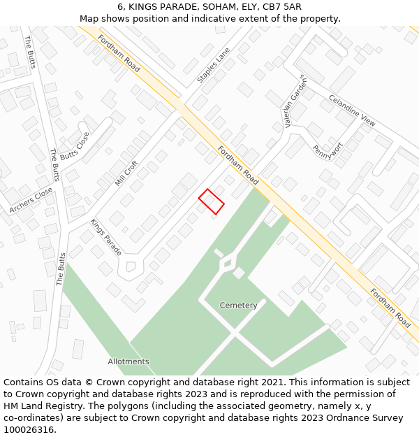 6, KINGS PARADE, SOHAM, ELY, CB7 5AR: Location map and indicative extent of plot