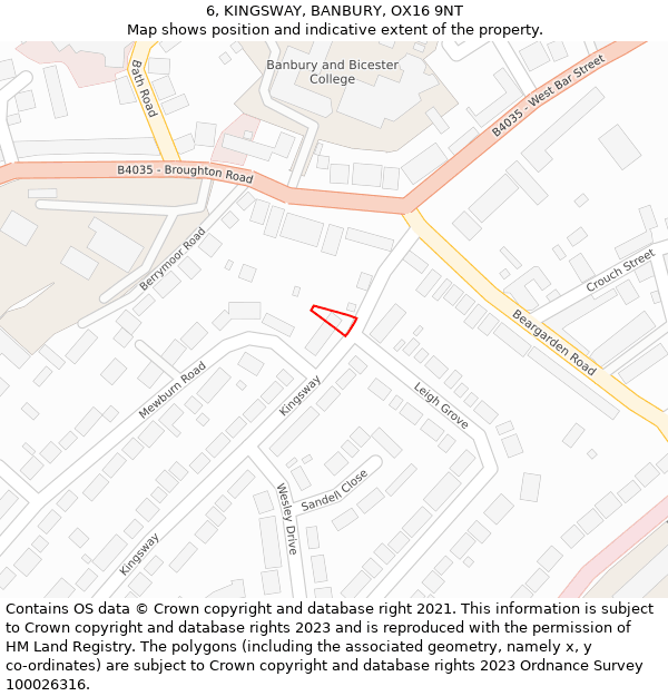 6, KINGSWAY, BANBURY, OX16 9NT: Location map and indicative extent of plot